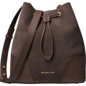 Michael Kors Cary Medium Suede and Leather Bucket